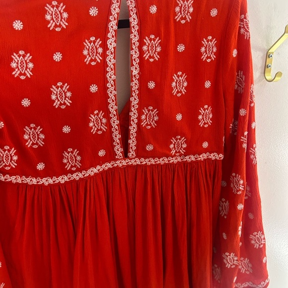 Fate red and white boho tunic top size S - Picture 4 of 5